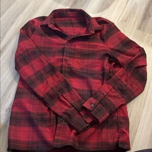 lululemon athletica Red and Black Plaid Casual Button Down Shirt